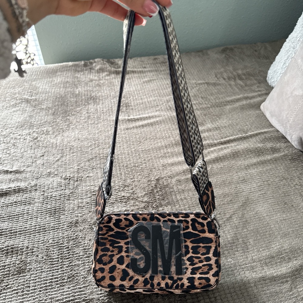 SM Leopard Print Crossbody Bag in Tan and Black